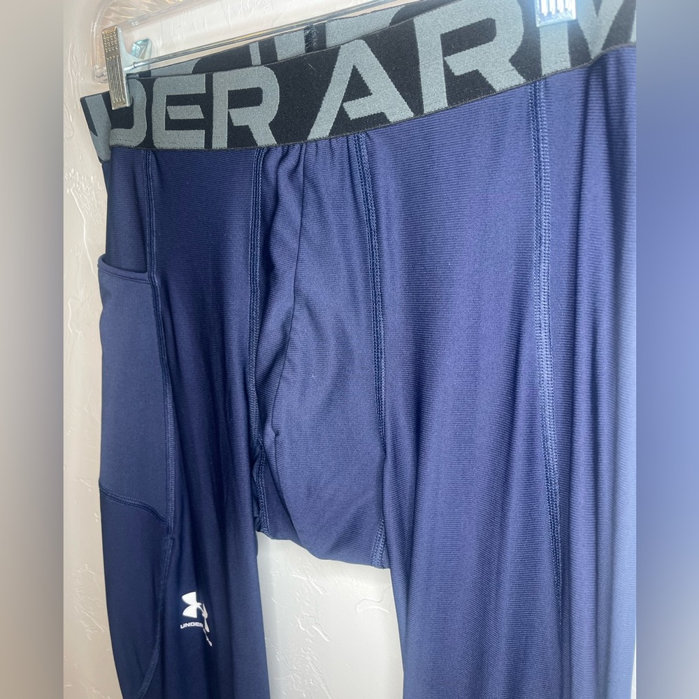 Under Armour HeatGear Blue‎ Men’s Athletic Compression Leggings - Picture 6 of 10